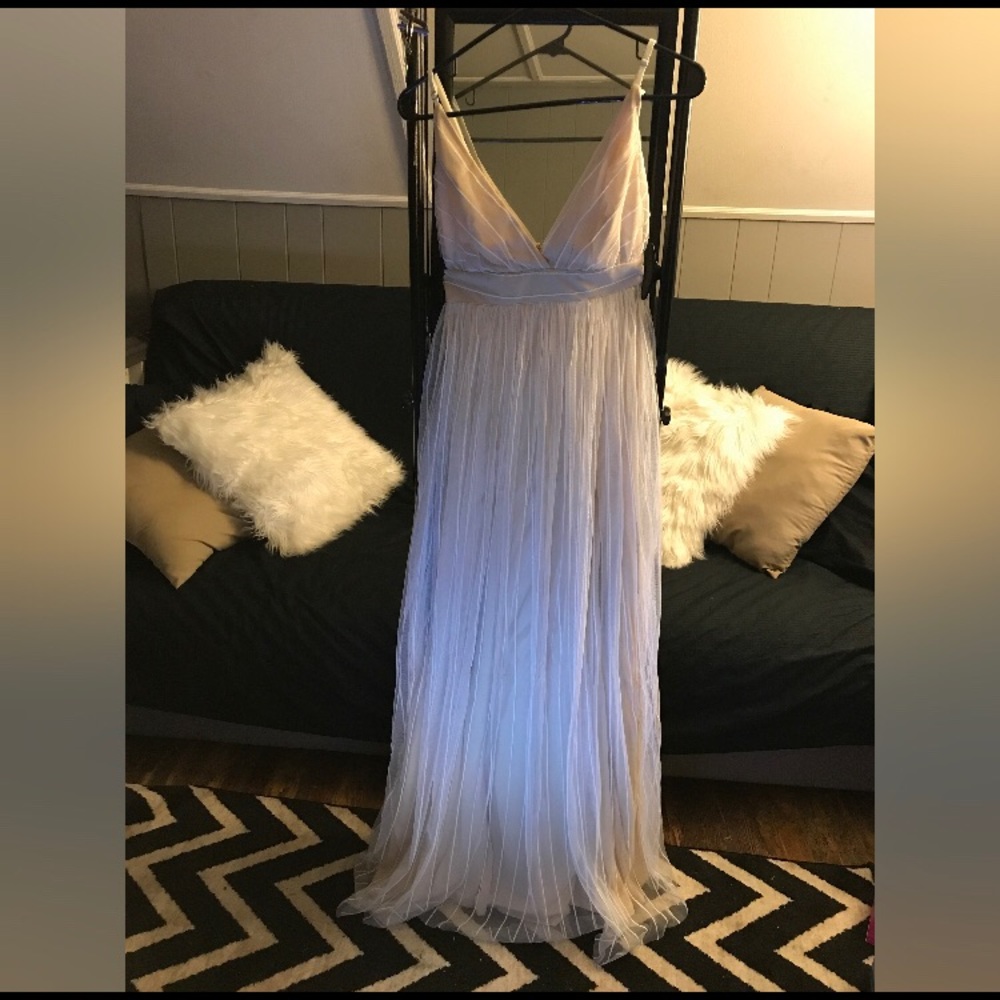 Nude and white mesh maxi dress - Picture 1 of 1